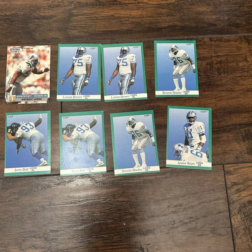 1991 Detroit Lions Football Card Lot Of  11 Trading Cards